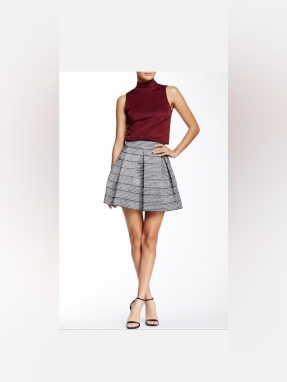 Romeo & Juliet Couture Black and Silver Pleated Circle Skirt Medium